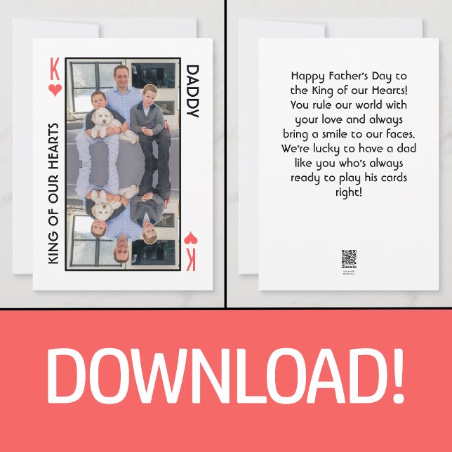 Carte de la Fête des Pères Roi des Cœurs (Celebrating Dad, Our King of Hearts! 👑❤️)