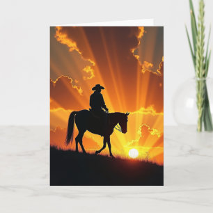 Carte de la Fête des Pères Silhouette Équestre