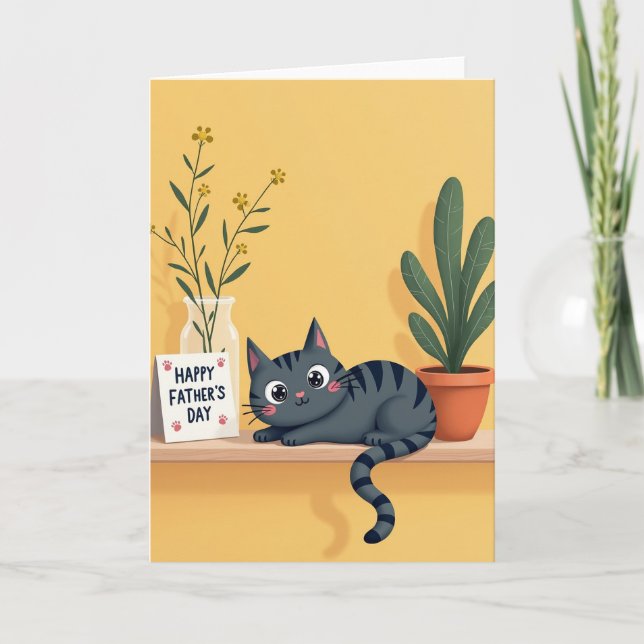 Carte de la Fête des Pères Slate Cat (Devant)