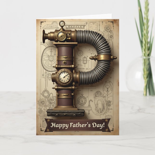 Carte de la Fête des Pères Steampunk (Devant)