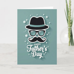 Carte de la Fête des Pères Turquoise avec Fedora