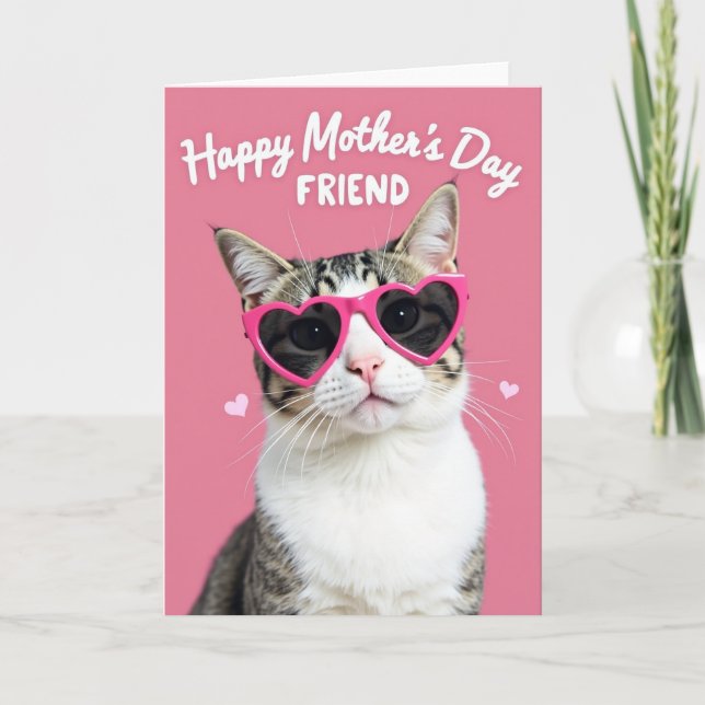 Carte de la Fête du Chat aux Lunettes en Forme de  (Devant)