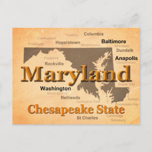 Carte de la fierté d'État du Maryland Vieilli Silh