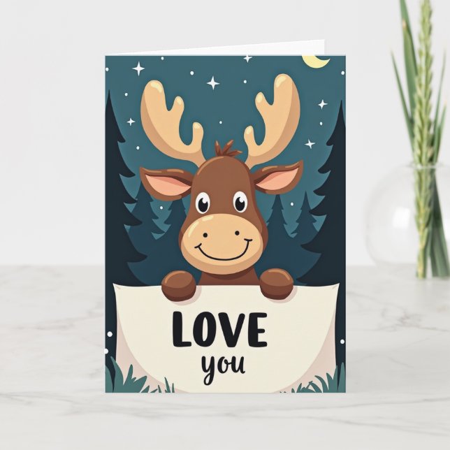 Carte de la forêt de l'amour du mignon élan (Devant)