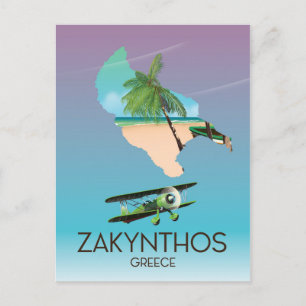 Carte de la Grèce Zakynthos poster voyage