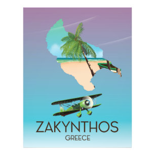 Carte de la Grèce Zakynthos poster voyage