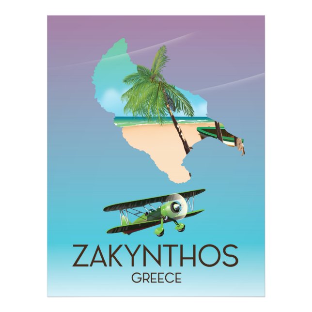 Carte de la Grèce Zakynthos poster voyage (Devant)