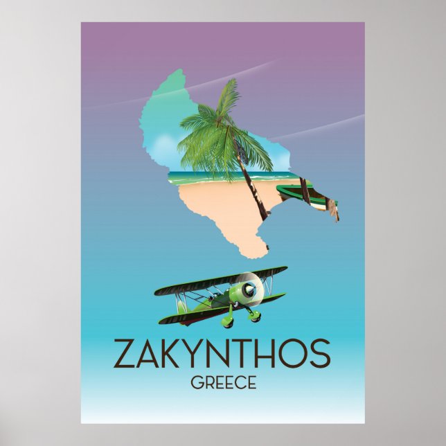 Carte de la Grèce Zakynthos poster voyage (Devant)