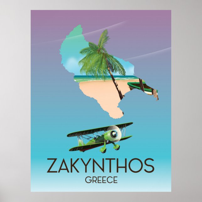 Carte de la Grèce Zakynthos poster voyage (Devant)