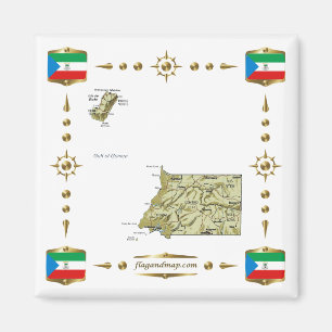 Carte de la Guinée Équatoriale + Aimant drapeaux