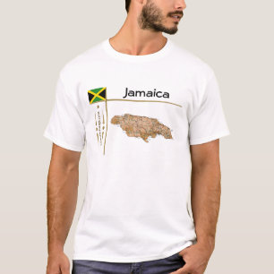 Carte de la Jamaïque + Drapeau + Titre T-shirt
