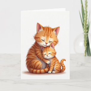 Carte de la journée de l'embrassade du chat roux