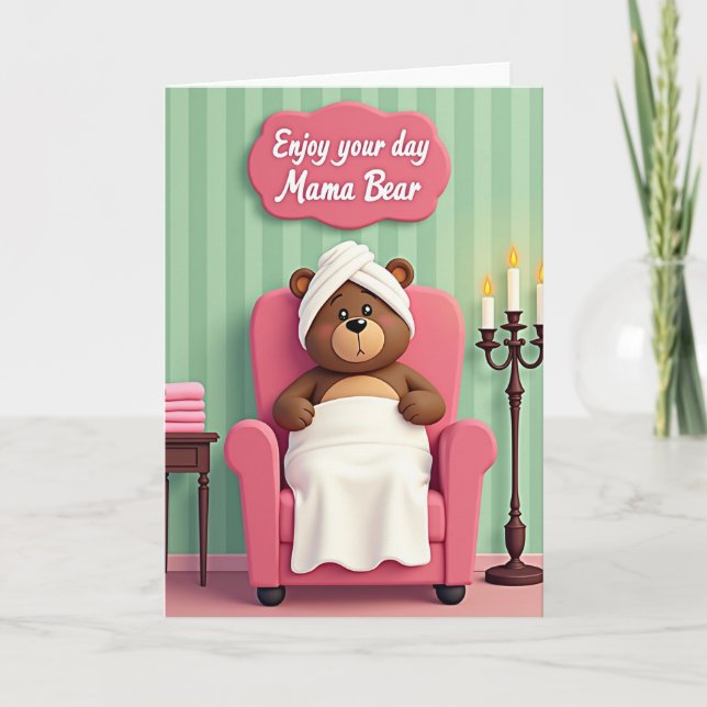 Carte de la journée de pampering des Mamans Ourses (Devant)