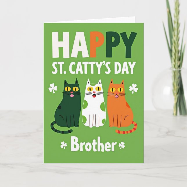 Carte de la journée des chats à pois verts (Devant)