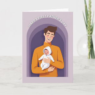 Carte de la journée du papa souriant et du bébé