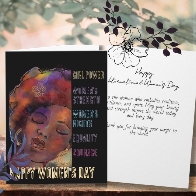 Carte de la Journée internationale des femmes « Fe (Bold Black Woman International Women's Day Card)