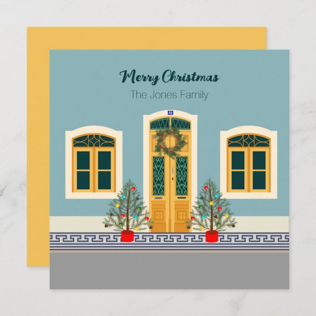 Carte de la maison portugaise festive de Noël (Devant / Derrière)
