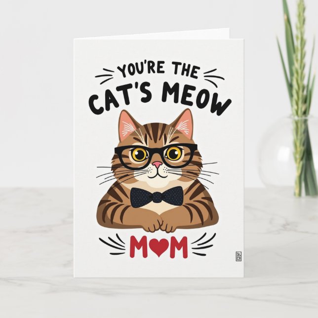 Carte de la Maman Chat qui miaule rayée (Devant)