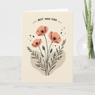 Carte de la Meilleure Mère à Fleurs Rayées