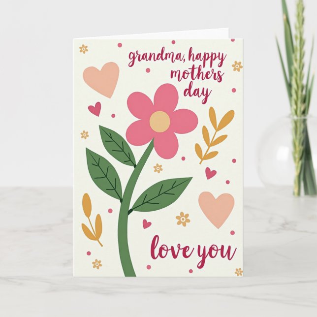 Carte de la Mère à la Fleur Rose (Devant)