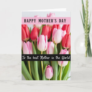 Carte de la mère aux tulipes à pois