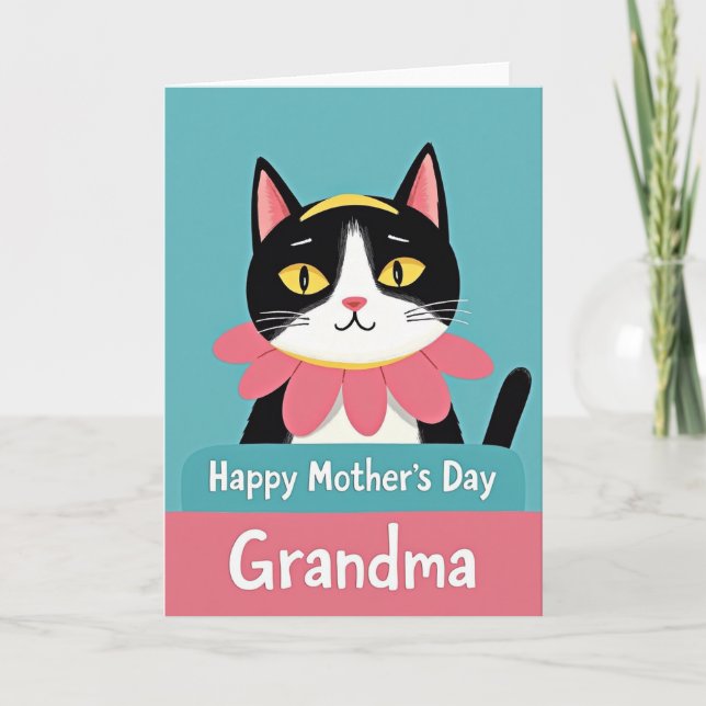 Carte de la mère du chat souriant (Devant)