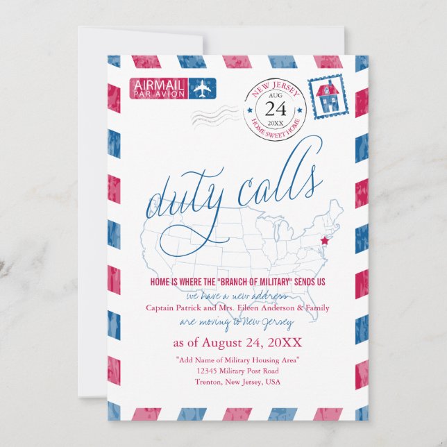 Carte de la Nouvelle-Jersey USA par avion Militair (Devant)