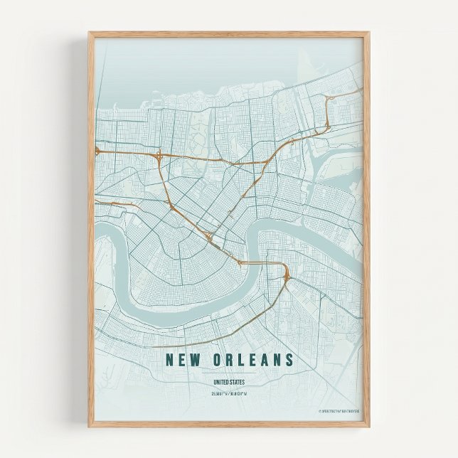 Carte de la Nouvelle-Orléans Affiche de décoration (Créateur téléchargé)