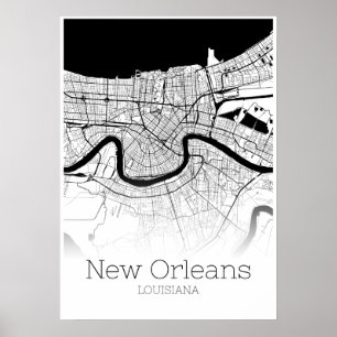 Carte de la Nouvelle-Orléans - Louisiane - Poster
