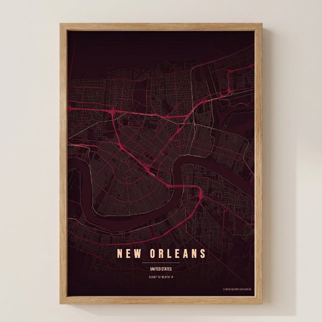Carte de la Nouvelle-Orléans Ruby NOLA Affiche de  (Créateur téléchargé)