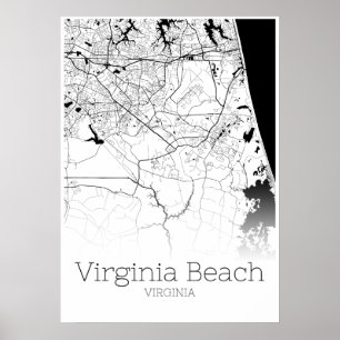Carte de la plage de Virginie - Virginie - affiche