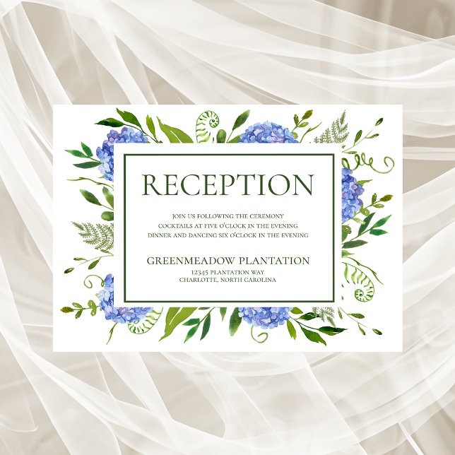 Carte de la réception de mariage Blue Hydrangeas (Créateur téléchargé)