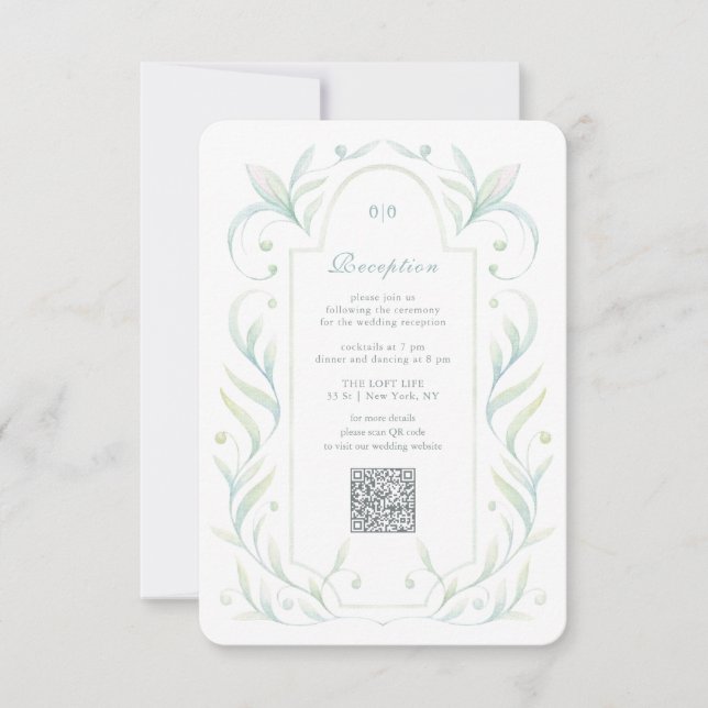 Carte de la réception de mariage Feuille verte (Devant)