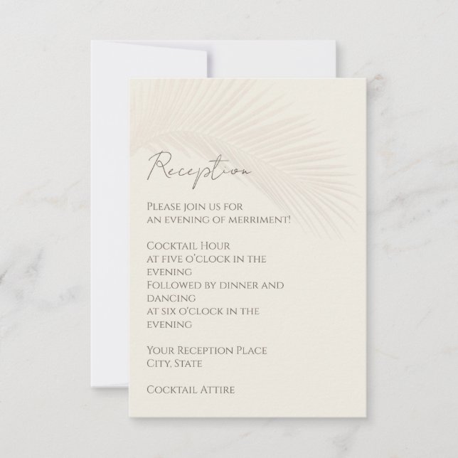 Carte de la réception Tropical Minimal Beach (Devant)