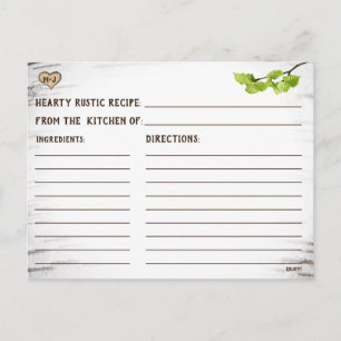 Carte de la recette de la douche nuptiale rustique