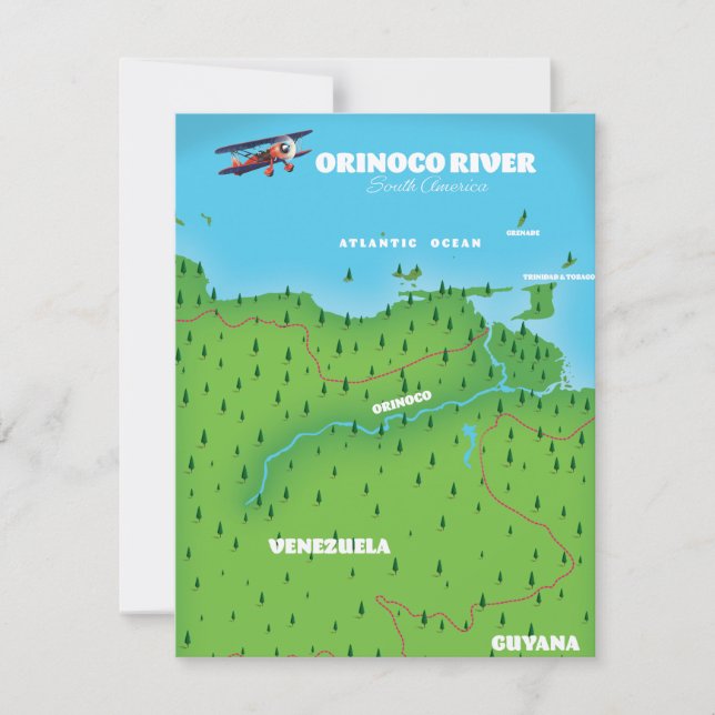 Carte de la rivière Orinoco en Amérique du Sud (Devant)