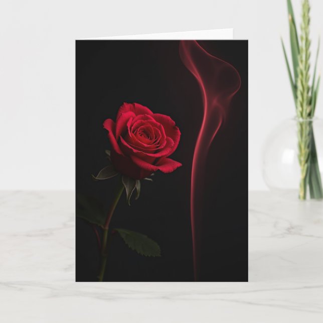 Carte de la rose rouge romantique (Devant)