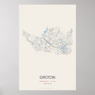 Carte de la rue de Groton Massachusetts Poster – É