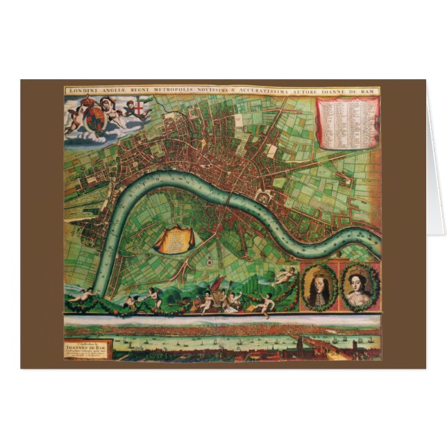 Carte de la rue Londres antique du 17e siècle (Devant horizontal)
