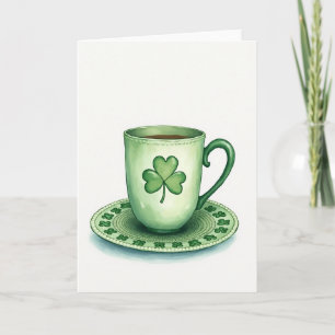 Carte de la Saint-Patrick à la tasse de thé chance