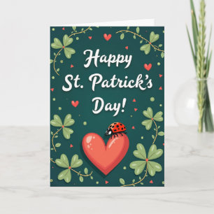 Carte de la Saint-Patrick à motif de cœur rouge