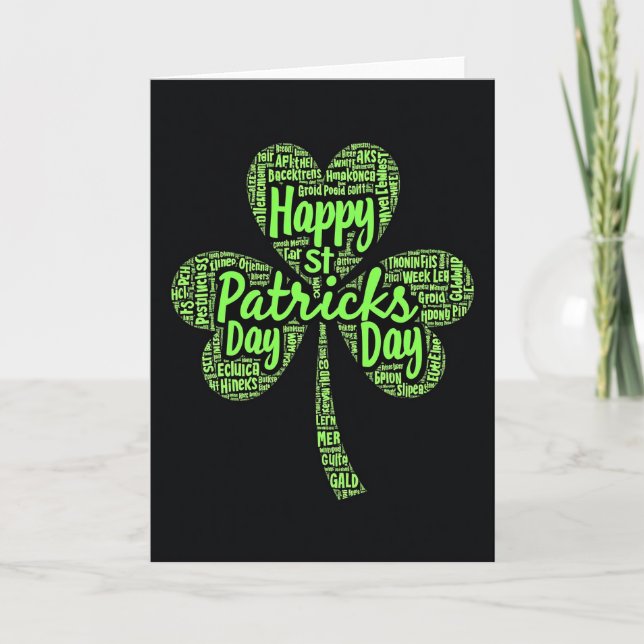 Carte de la Saint-Patrick Art Word Chance (Devant)