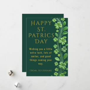 Carte de la Saint-Patrick au trèfle vert festif ch