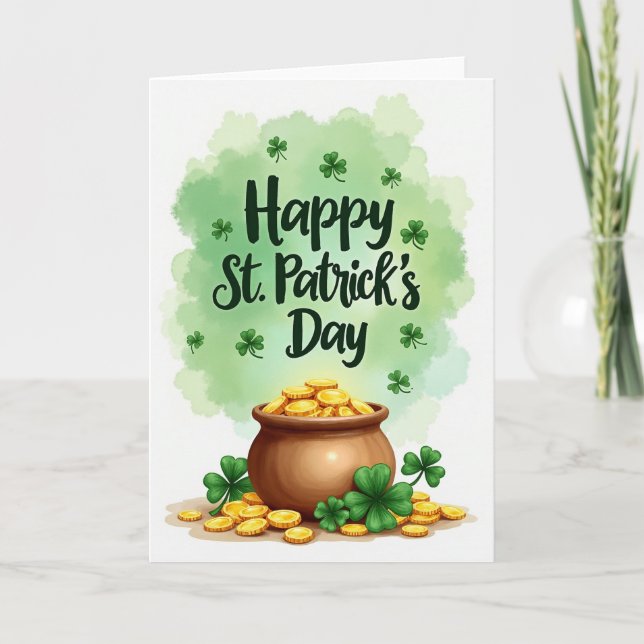Carte de la Saint-Patrick avec pièces d'or (Devant)