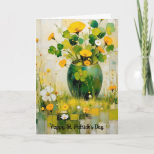 Carte de la Saint-Patrick avec vase vert