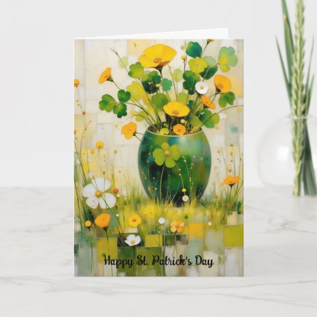 Carte de la Saint-Patrick avec vase vert (Devant)