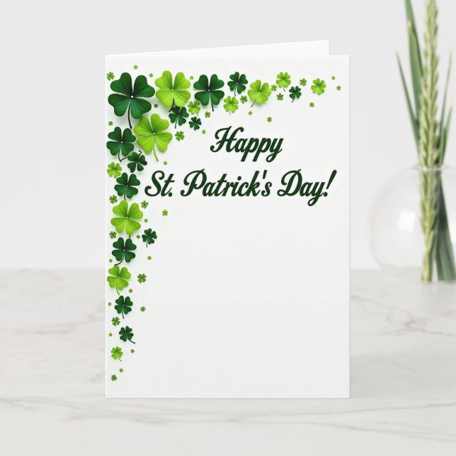 Carte de la Saint-Patrick Chanceuse avec Trèfle (Devant)