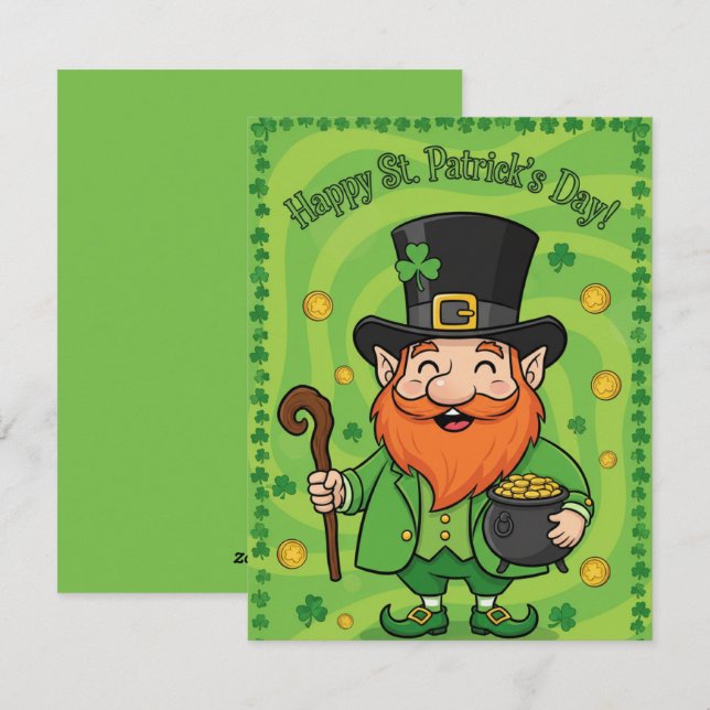 Carte de la Saint-Patrick Charmant Lutins (Devant / Derrière)