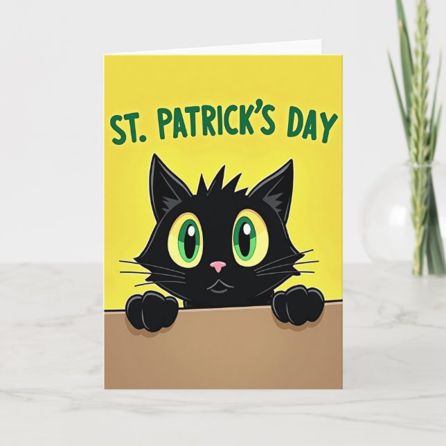 Carte de la Saint-Patrick Chat Noir (Devant)