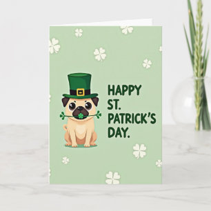 Carte de la Saint-Patrick Lucky Pug